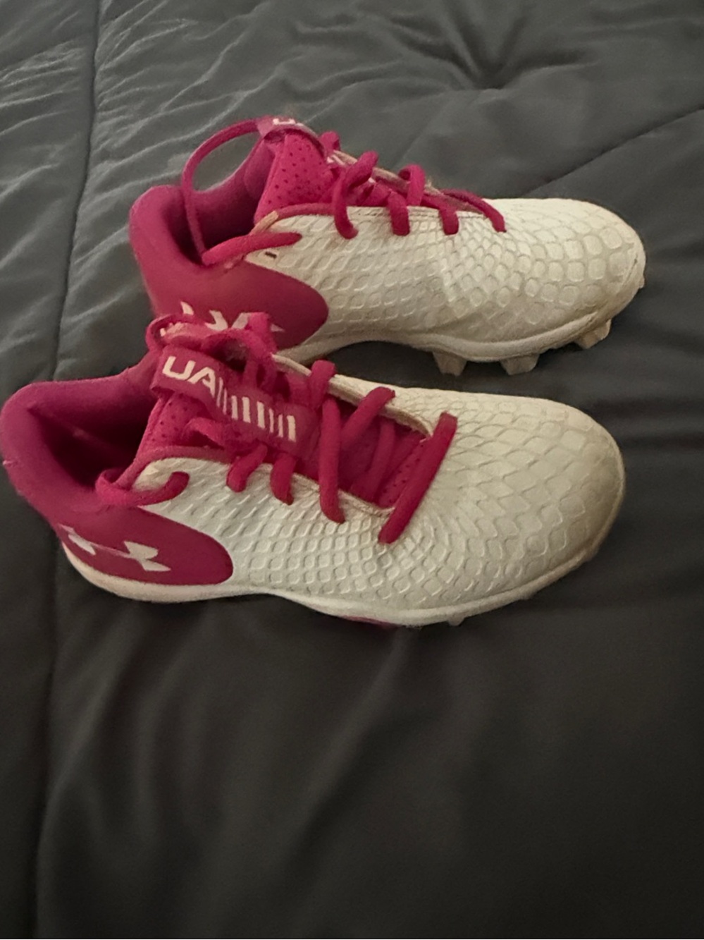 Under Armour White and Hot Pink Kids Sneakers